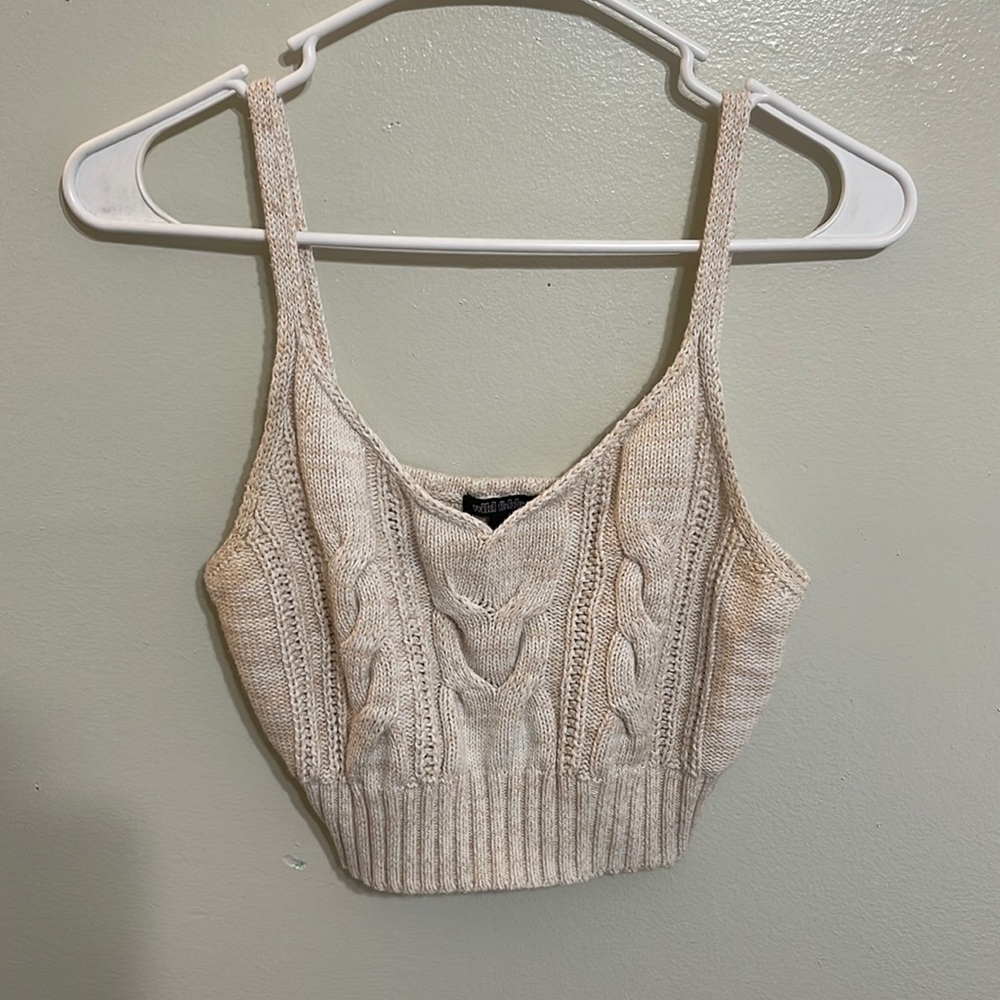 Cream cropped sweater tank